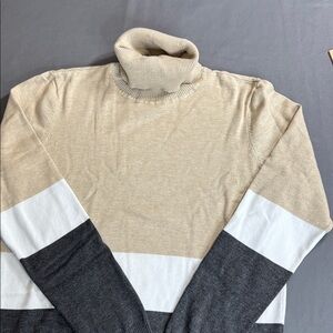 CALVIN KLEIN color block turtleneck sweater size M